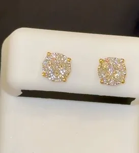 Authentic Radiant Luminescence Lab-Grown Diamond Solitaire Studs in Gold-Plated Sterling Silver