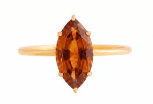 Authentic 3.00 Carat Natural Hessonite 14k Gold Plated 925 Silver Handmade Engagement Ring