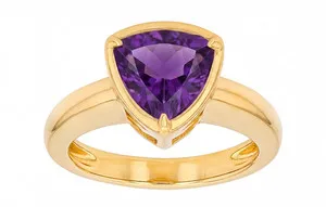 Authentic Natural Amethyst 4.00 Carat 14k Gold Plated 925 Silver Handmade Birthstone