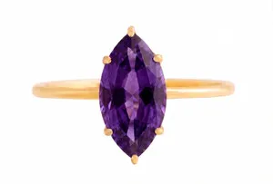 Authentic Natural Amethyst 3.25 Carat 14k Gold Plated 925 Silver Handmade Birthstone Ring