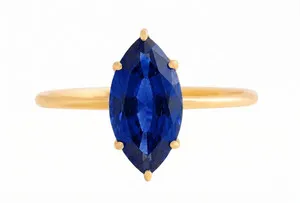 Authentic 3.00 Carat Natural Blue Sapphire 14k Gold Plated 925 Silver Handmade Bridal
