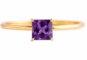 Authentic Natural Amethyst 2.25 Carat 14k Gold Plated 925 Silver Handmade Bridal Ring