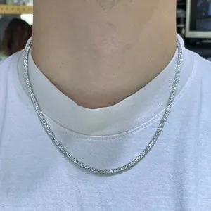 Authentic Lab Grown Diamond Tennis Necklace D VS 18.00 Carat 14k Gold Plated 20'' Inches
