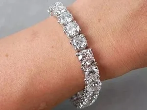 Authentic Wedding Tennis Bracelet Solid 14k White Gold Plated 6 Carat Round Cut For Women