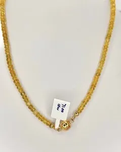 Authentic *71 CARAT* Yellow Beryl Necklace w/ Luxury Gold Plated 925 Magnetic Ball Clasp
