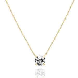 Authentic PAVOI 14K Gold Plated Crystal Solitaire 1.5 Carat 18 Inches, Yellow