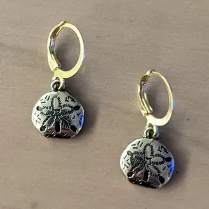 Authentic Sandollar 18 carat gold plated Leverback Dangle Earrings