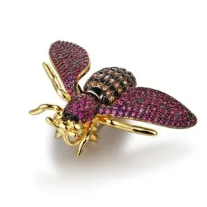 Authentic Gold Plated 2.38 Carat CZ Bee Pin Brooch Pendant & Necklace
