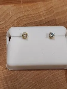 Authentic Gold plated sterling silver earrings 925, Moissanite .25 Carat, Brand