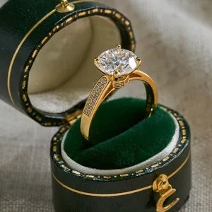 Authentic 3 Carat Moissanite Engagement Ring 18K Gold Plated Size 6 7 8 9