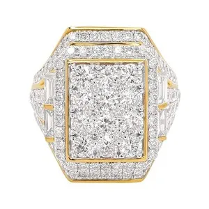 Authentic 3.25 CARAT LAB GROWN DIAMONDS STERLING SILVER GOLD PLATED ENGAGEMENT WEDDING RIN