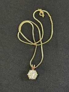 Authentic 5 Carat Round Cut Solitaire Rose Gold Plated Moissanite Pendant Necklace