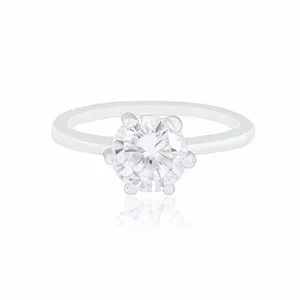 Authentic Orrous 18k White Gold Plated Zirconia Round Solitaire Engagement Ring 2.35 carat