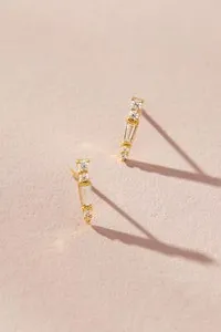 Authentic anthropologie 14ct gold plated cubic zirconia spike stud earrings rrp £41.95