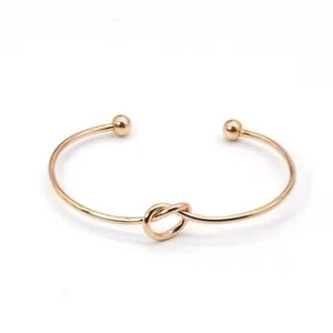 Authentic 2PCS Waterproof Rose Gold Plated Knot Open Bangle Bracelet SSC41