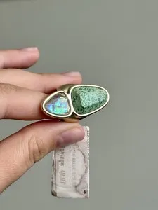 Authentic 🆕 Kendra Scott Gold Plated Margot Sea Green Mix Cocktail Ring MSRP $128 Size 6