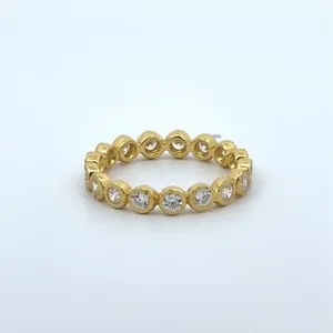 Authentic 925 Sterling Silver Gold Plated Margot Eternity Band Ring Size 6 for Women
