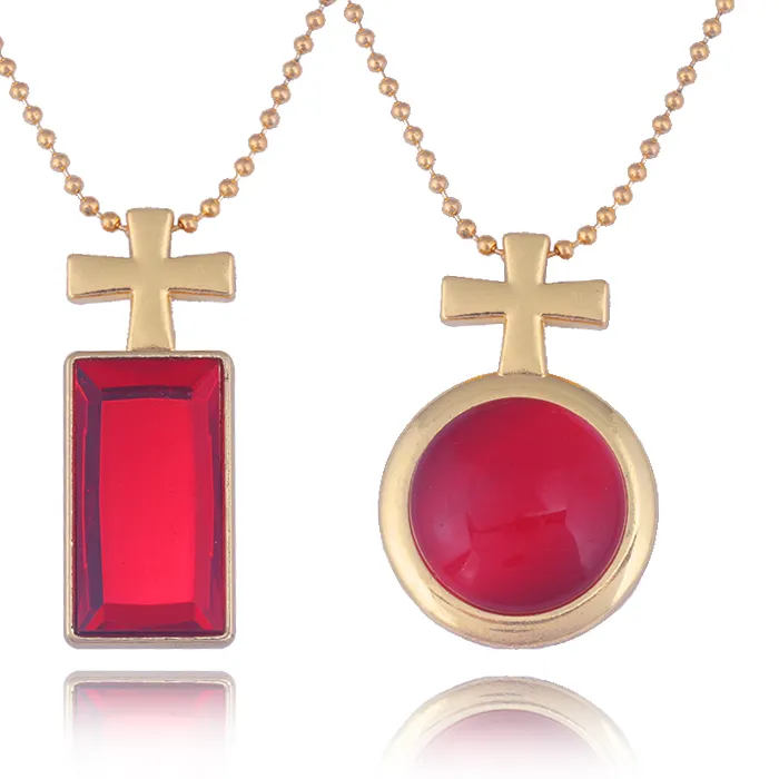 Authentic Anime Saga of Tanya the Evil Necklace Tanya Von Degurechaff Red Crystal Cross Pendant Necklac For Women Men Couples Jewelry