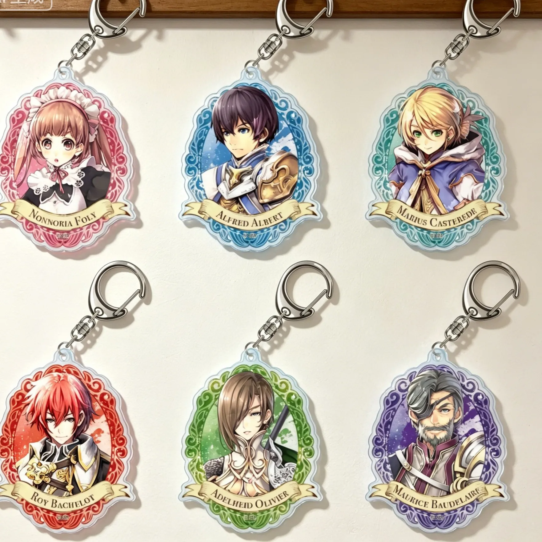 Authentic Anime Hortensia Saga Nonnoria Foly Alfred Albert Maurice Baudelaire Acrylic Pendant Keychains Bag Decorations