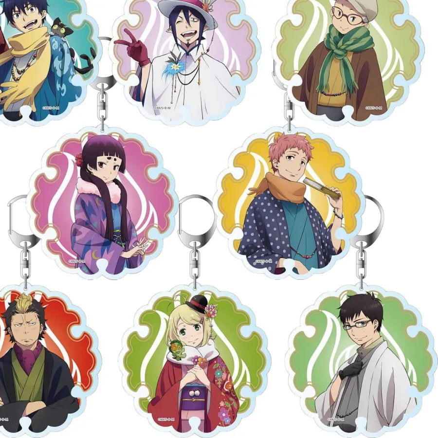 Authentic Anime Fans Gifts Charm Blue Exorcist Kyoto Saga Big Key Ring HD Character Mini Acrylic Keychain Ornament Series About 6cm