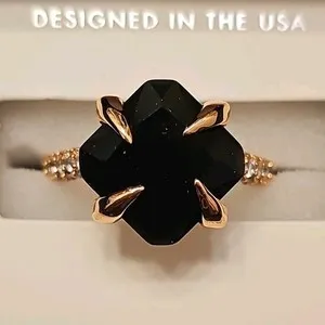 Authentic Mystic Rose Gold-Plated Black Onyx Cocktail Ring: A Talisman of Intensity and Protection