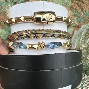 Authentic Bomb Party “Fabulous Phantom” lab created stones. Gold Plated Bracelet set