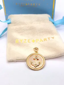 Authentic Ryze Party Gold Plated over 925 Sterling Pave Anchor Coin Pendant