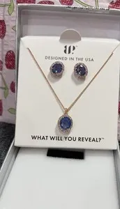 Authentic Bomb Party Gem Society “The 2424 Set” Lab Blue Moonstone Rose Gold Plated