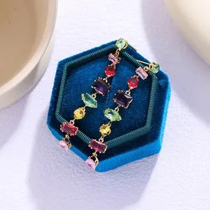 Authentic Women's Colourful Crystal Zircon Necklace Gold Plated Party Jewelry