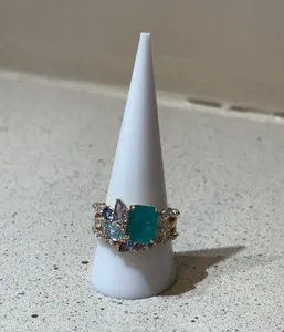 Authentic Bomb Party Heartfelt Symphony Ring Gold Plated CZ Topaz Size 10