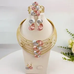 Authentic Beautiful Gold Plated Jewellery Set Party Necklace Earring Jewel Set