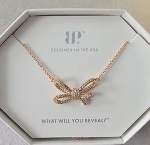 Authentic JEWEL Bomb Party OG Loops Between Wishes BOW Pendant Rose Gold Plated CZ