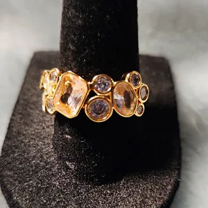 Authentic Radiant Peach & Crystal Crown of Abundance Ring
