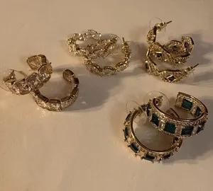 Authentic Bomb Party Lot Of Earrings - 4 Pair Of Gold Plated Hoop Earrings -NO BOX