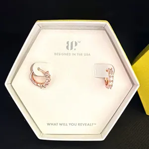 Authentic Ring Bomb Party Rose Gold Plated Hoop Earrings Lab-Created White Crystal RBP7720