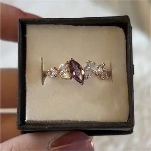 Authentic Ring Bomb Party Luck Be A Lady RBP5933 Rose Gold Plated Amethyst Ring 7