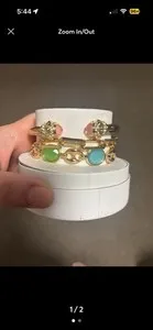 Authentic Ring Bomb Party Gold Plated Bracelet Lab-Created Multicolor Stones ST40619