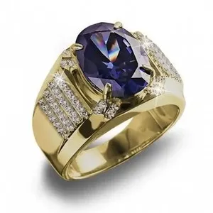 Authentic Gold Plated Oval Sapphire CZ Ring,Romantic Jewelry for Daily Party Women