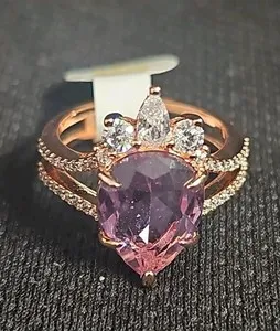 Authentic Bomb Party Ring A Total Sweetheart Rhodolite CZ Rose Gold Plated Sz 7 RBP4679