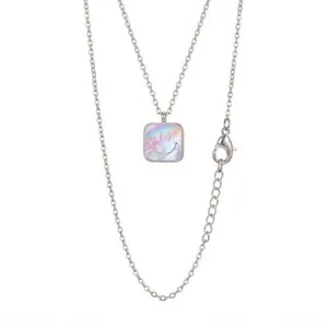 Authentic Smile from the Heart: 925 Silver Mother of Pearl Smiley Face Pendant of Joy and Protection