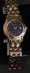 Authentic Gucci Women's Black Face 5400 M Gold Plated Watch.