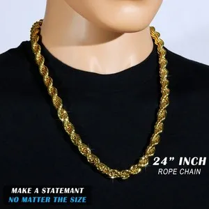 Authentic 14K Rope Chain Necklace 10mm 24" & 30" | Huge Lion Face Gold Plated XXL Hip Hop