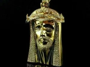 Authentic 14K Yellow Gold Plated 2Ct Round Cut Real Moissanite Jesus Face Men's Pendant