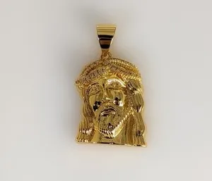 Authentic Gold Plated Jesus Christ Head Face Pendant Charm Oro Jesucristo Rostro Dije