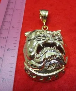 Authentic 14KT GOLD PLATED BULLDOG FACE CHARM PENDANT ALMOST 3" HIGH-8250
