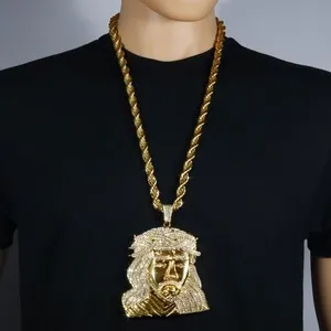 Authentic 14K Rope Chain 10mm 24" & 30"In | Curly Jesus Face Head Gold Plated XXL Hip Hop