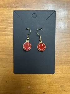 Authentic Red Smiley Face Gold Plated Earrings