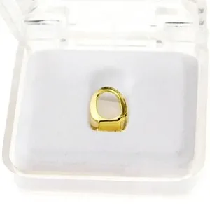 Authentic 14k Gold Plated Open Face Grillz Single Cap Hip Hop Bottom 1 One K9 Tooth Grill