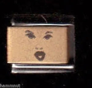 Authentic FACE RARE GOLD PLATED CENTER ITALIAN CHARM #GK14