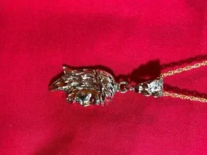 Authentic 14 KT GOLD PLATED CHRIST FACE CHARM & 18" 14KT GOLD PLATED ROPE CHAIN-3006A